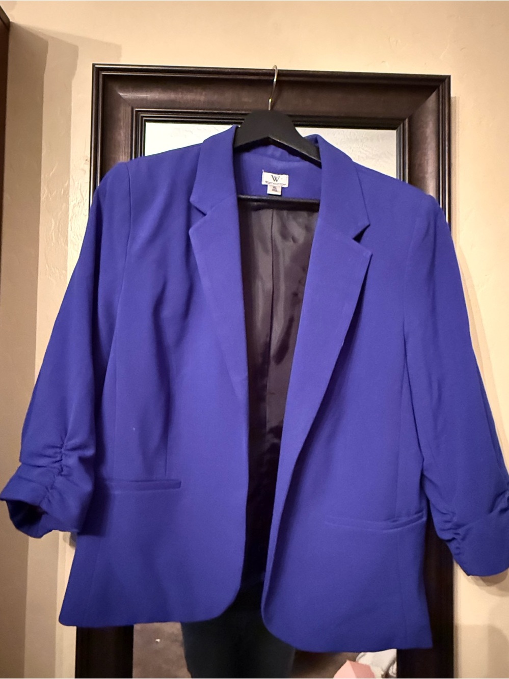 Worthington Royal Blue Ruched Sleeve Blazer XL - Picture 3 of 5